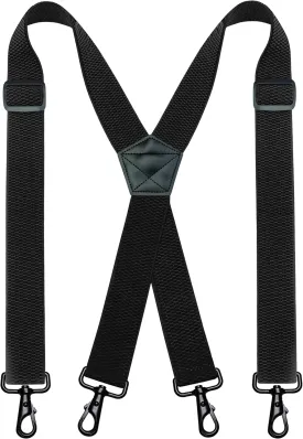 1.48" Wide Heavy Duty Suspender with 4 Swivel Hooks for Jeans Pants