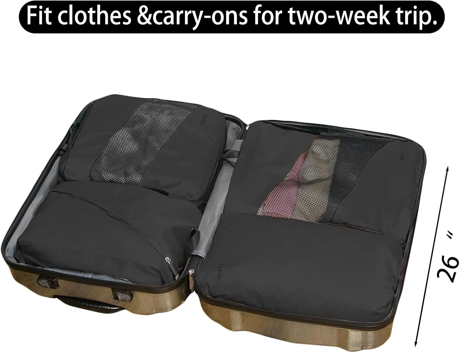 6 Set Compression Packing Cubes For Travel- Effortless Organization&Space Saving Cube For Quick Packing And Unpacking,Travel Must Have Suitcase Essentials For Business Trip,Cruise,Camping,Vacation