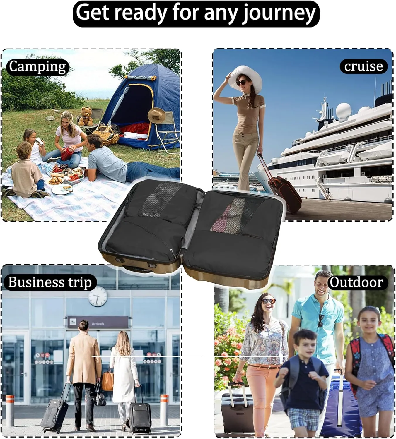 6 Set Compression Packing Cubes For Travel- Effortless Organization&Space Saving Cube For Quick Packing And Unpacking,Travel Must Have Suitcase Essentials For Business Trip,Cruise,Camping,Vacation