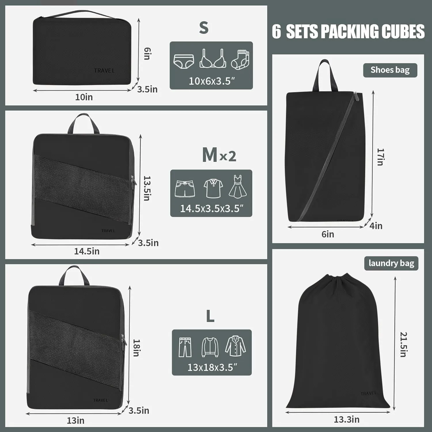 6 Set Compression Packing Cubes For Travel- Effortless Organization&Space Saving Cube For Quick Packing And Unpacking,Travel Must Have Suitcase Essentials For Business Trip,Cruise,Camping,Vacation