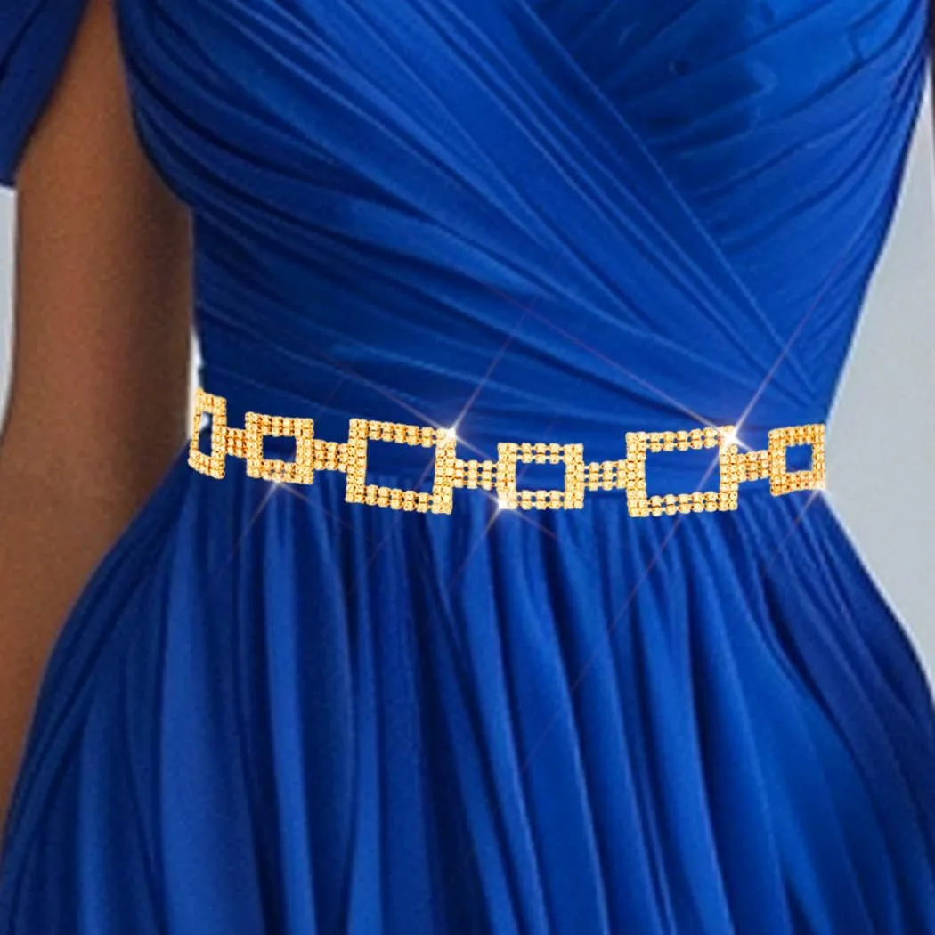 COSYDAYS Sparkly Rhinestone Dress Belt Silver Crystal Chain Belts Fashion Waist Accessories for Women
