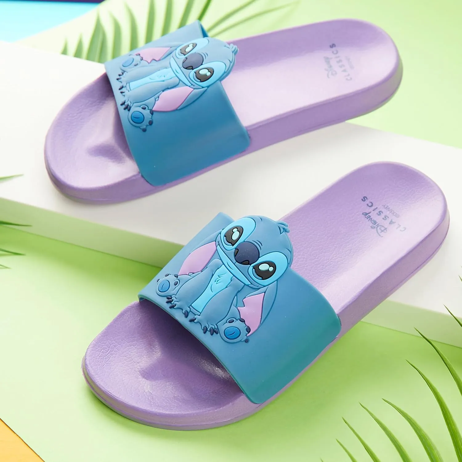 Disney Stitch Slides Girls Beach Shoes Pool Sandals Rubber Shoes Comfy Slides for Kids Summer Footwear Gifts for Girls