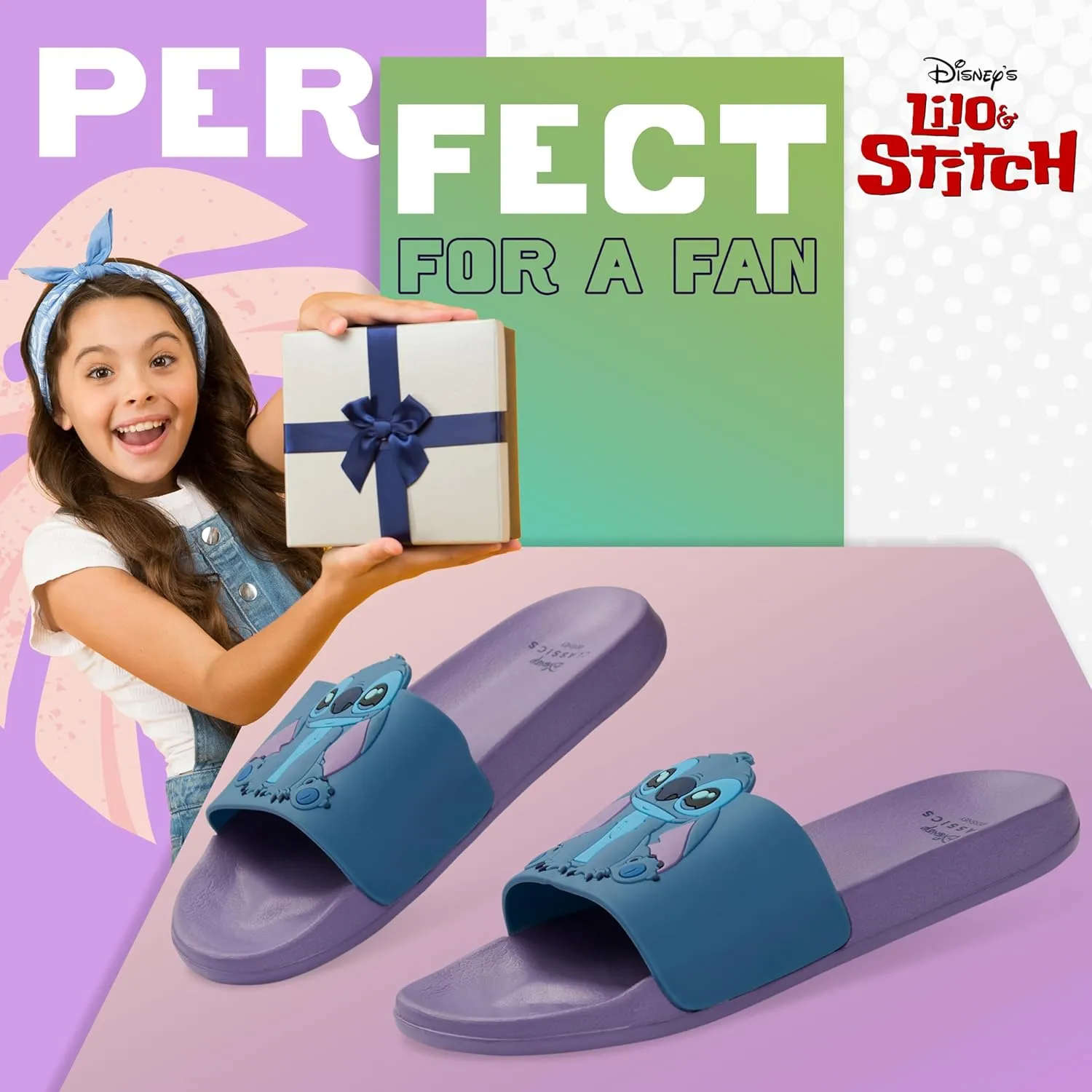 Disney Stitch Slides Girls Beach Shoes Pool Sandals Rubber Shoes Comfy Slides for Kids Summer Footwear Gifts for Girls