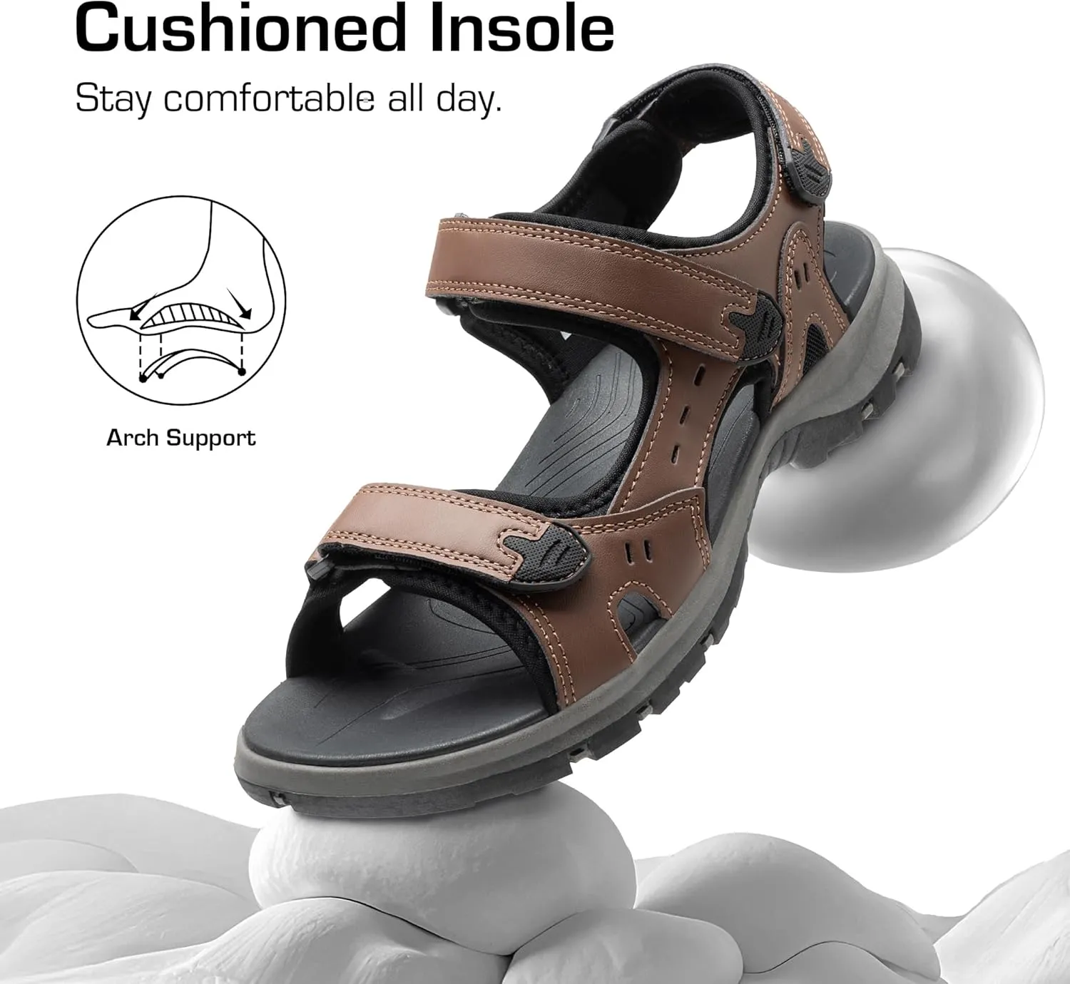 DREAM PAIRS Men??s Arch Support Hiking Sandals Sport Outdoor Athletic Comfortable Summer Beach Water Sandals