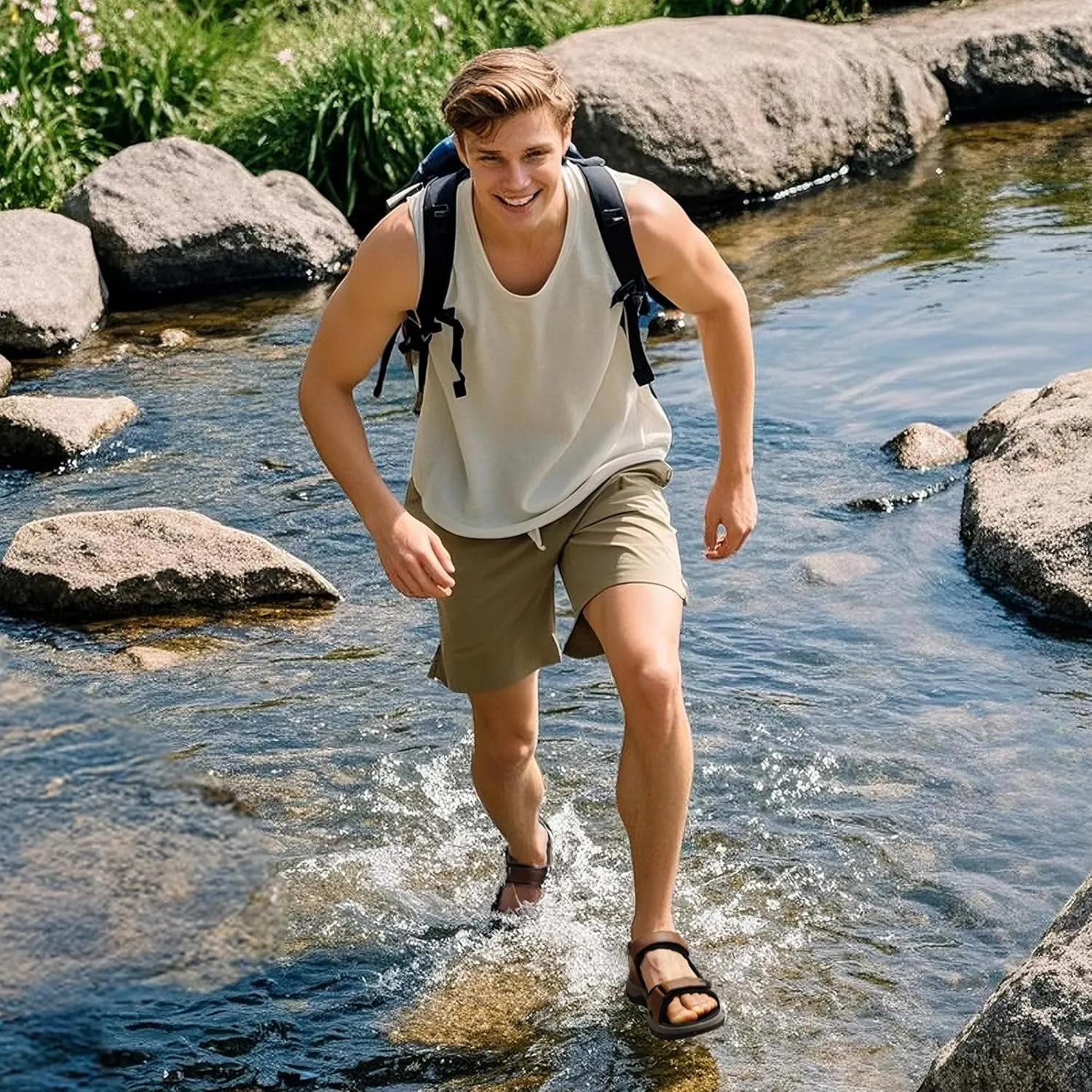 DREAM PAIRS Men??s Arch Support Hiking Sandals Sport Outdoor Athletic Comfortable Summer Beach Water Sandals