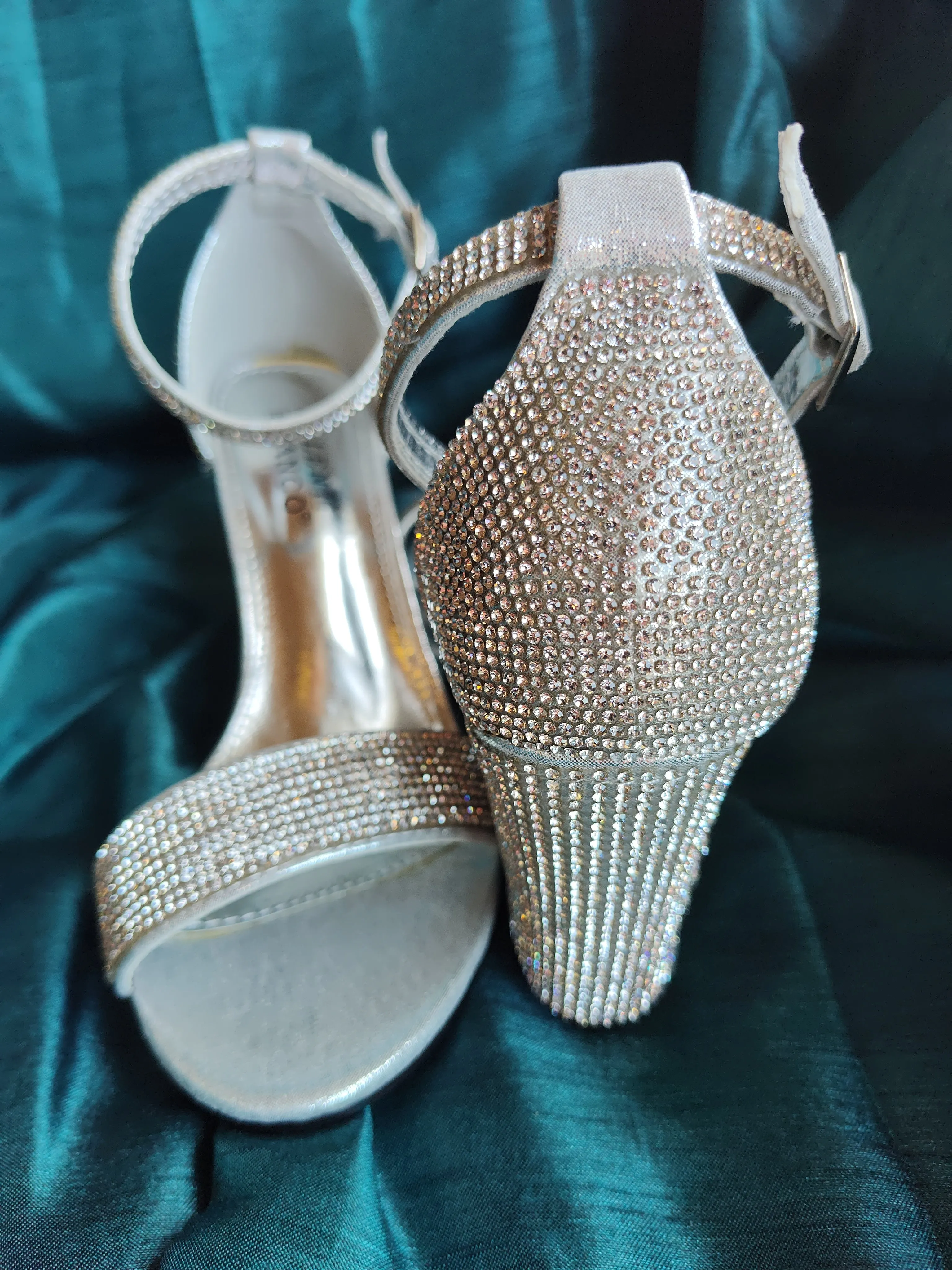 Glitzy Ankle Strap Heeled Sandal | Ava