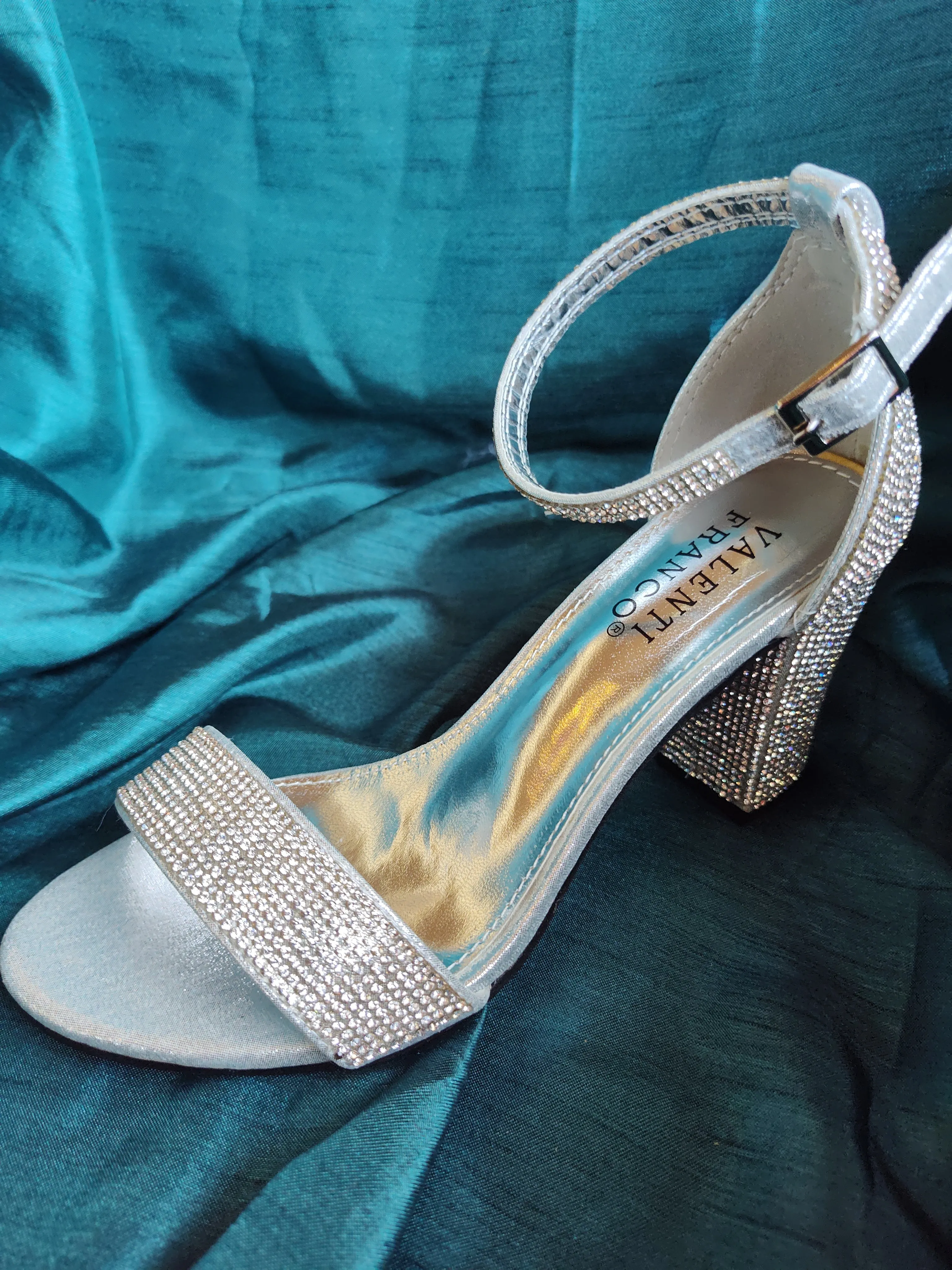 Glitzy Ankle Strap Heeled Sandal | Ava