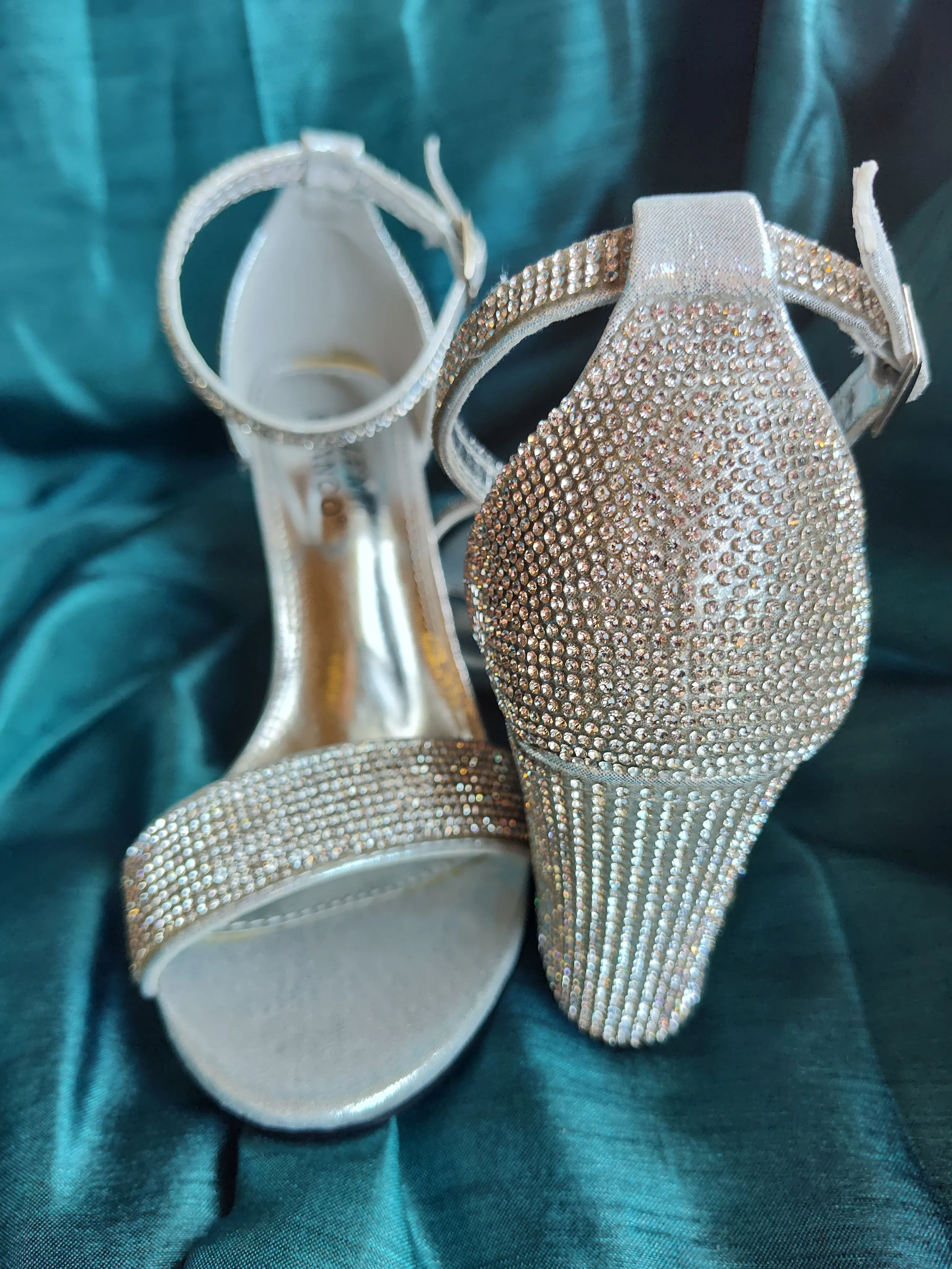 Glitzy Ankle Strap Heeled Sandal | Ava
