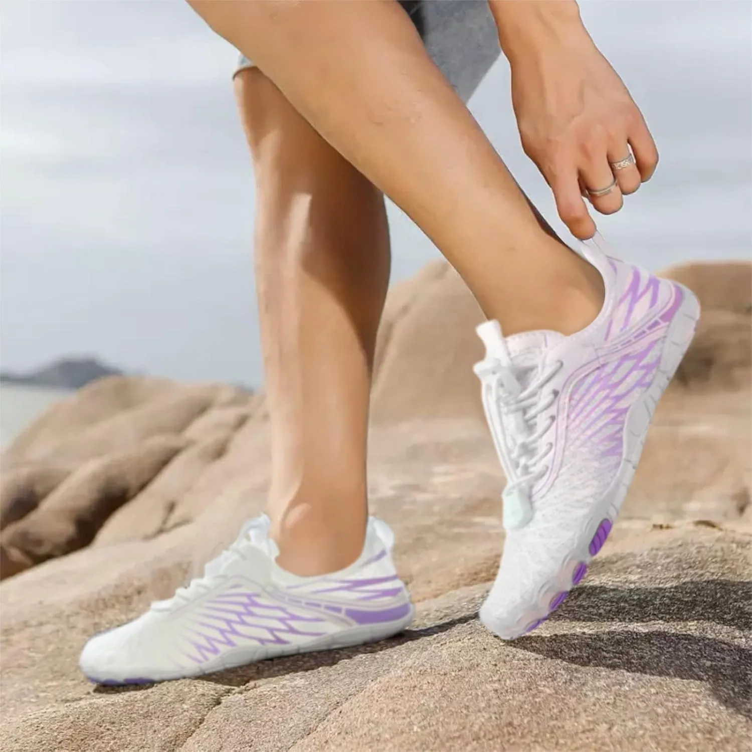Hike Barefoot Shoes for Women Men with Wide Toe Box, Healthy & Non-Slip Breathable Barefoot Water Shoes Beach Pool Aqua Swim Surf Hiking Walking Shoes