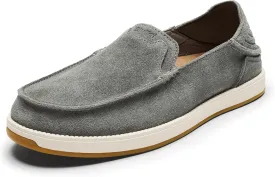 OLUKAI Kakaha Nia Men's Leather Sneakers, Supple Full-Grain Leather Shoes, Drop-in Heel & All Weather Rubber Soles