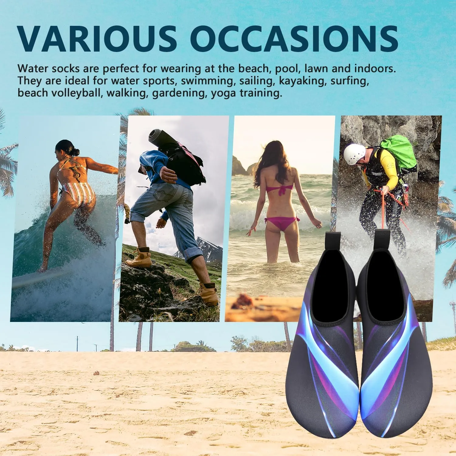Water Shoes for Women Men Swim Barefoot Quick-Dry Adult Aqua Socks Non Slip Yoga Shoes Pool Camping Beach Accessories